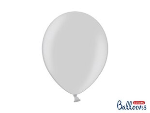 Izturīgi baloni 30 cm Metallic, sudrabaini, 10 gab. cena un informācija | Baloni | 220.lv
