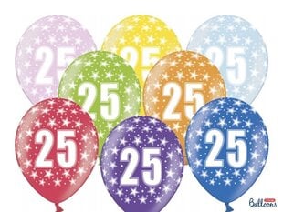 Baloni 30 cm 25th Birthday Metallic, dažādu krāsu, 6 gab. cena un informācija | Baloni | 220.lv