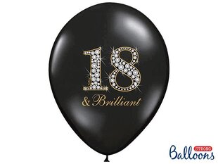 Baloni 30 cm 18 & Brilliant Pastel, melni, 6 gab. cena un informācija | Baloni | 220.lv