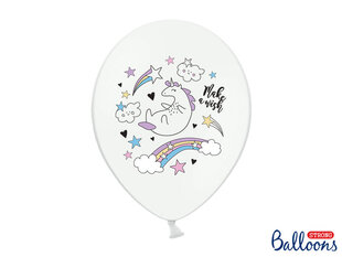 Baloni 30 cm Unicorn Pastel, balti, 50 gab. cena un informācija | Baloni | 220.lv