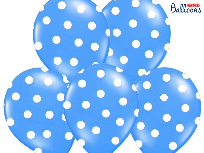 Baloni 30 cm Dots Pastel Cornflower, zili, 6 gab. цена и информация | Baloni | 220.lv