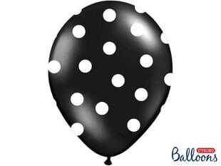 Baloni 30 cm Dots Pastel, melni, 6 gab. cena un informācija | Baloni | 220.lv