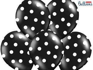 Baloni 30 cm Dots Pastel, melni, 6 gab. cena un informācija | Baloni | 220.lv