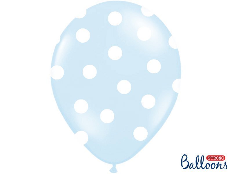 Baloni 30 cm Dots Pastel Baby, zili, 6 gab. цена и информация | Baloni | 220.lv