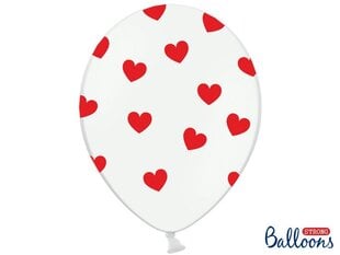 Baloni 30 cm Hearts Pastel, balti, 50 gab. цена и информация | Шарики | 220.lv