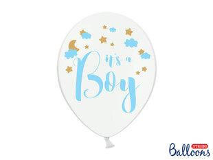 Baloni 30 cm It's a Boy Pastel, balti, 50 gab. цена и информация | Шарики | 220.lv