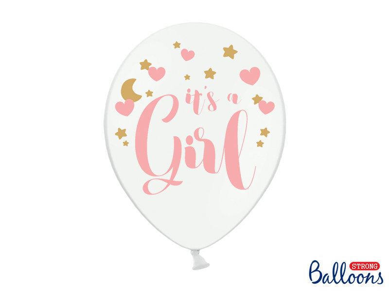Baloni 30 cm It's a Girl Pastel, balti, 50 gab. cena un informācija | Baloni | 220.lv