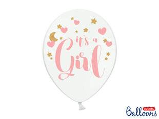 Baloni 30 cm It's a Girl Pastel, balti, 6 gab. cena un informācija | Baloni | 220.lv