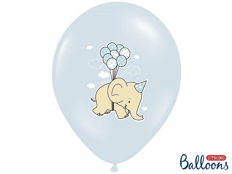 Baloni 30 cm Elephant Pastel Baby Blue, dažādu krāsu, 50 gab. цена и информация | Baloni | 220.lv