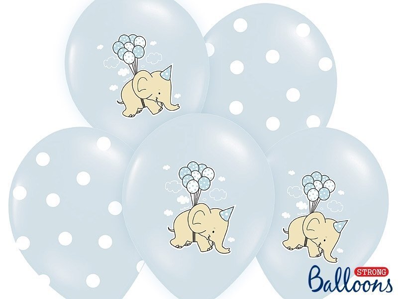 Baloni 30 cm Elephant Pastel Baby Blue, dažādu krāsu, 50 gab. цена и информация | Baloni | 220.lv