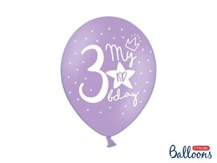 Izturīgi baloni 30 cm My 3rd Bday, dažādu krāsu, 6 gab. цена и информация | Шарики | 220.lv