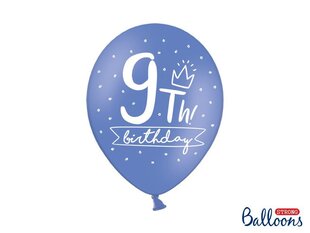 Izturīgi baloni 30 cm 9th! birthday, dažādu krāsu, 6 gab. cena un informācija | Baloni | 220.lv