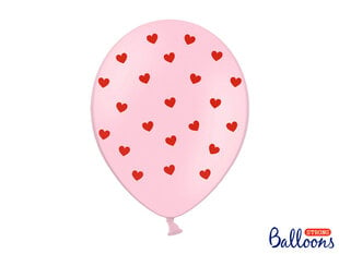 Baloni 30 cm Hearts Pastel Baby, rozā, 6 gab. cena un informācija | Baloni | 220.lv