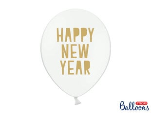 Baloni 30 cm Happy New Year Pastel, balti, 50 gab. цена и информация | Шарики | 220.lv