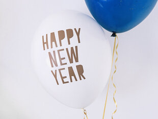 Baloni 30 cm Happy New Year Pastel, balti, 6 gab. cena un informācija | Baloni | 220.lv