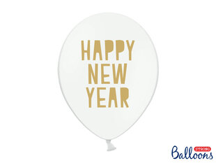 Baloni 30 cm Happy New Year Pastel, balti, 6 gab. цена и информация | Шарики | 220.lv