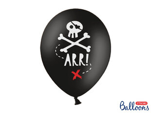 Baloni 30 cm Pirates Party Pastel, melni, 6 gab. cena un informācija | Baloni | 220.lv