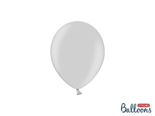 Izturīgi baloni 12 cm Metallic, sudrabaini, 100 gab. cena un informācija | Baloni | 220.lv