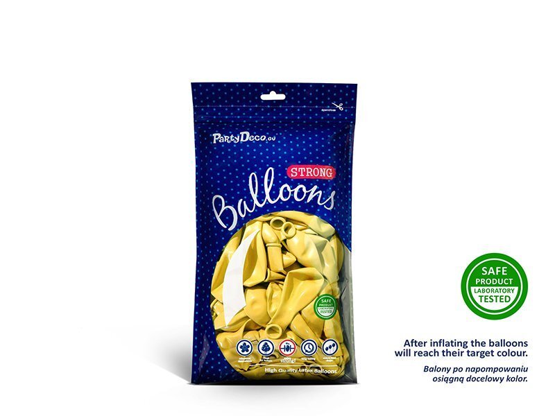Izturīgi baloni 12 cm Metallic Lemon, dzelteni, 100 gab. cena un informācija | Baloni | 220.lv