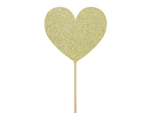 Irbulīši- dekorācijas Sweet Love Hearts gold, 11cm (1 iepak./6gab.) cena un informācija | Vienreizējie trauki | 220.lv