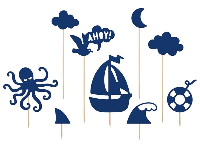Irbulīši - dekorācijas Ahoy, 9,5-22,5 cm, (1 iepak./9 gab.) цена и информация | Vienreizējie trauki | 220.lv