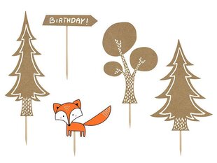 Втыкающиеся декорации Woodland Fox, 9-21.5 см, (1 упаковка/ 5 шт.) цена и информация | Праздничная одноразовая посуда | 220.lv