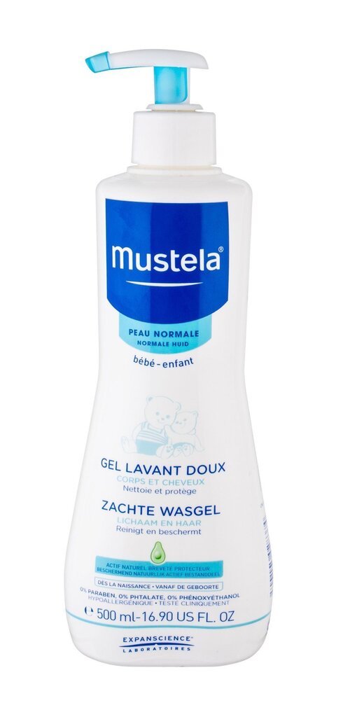 Dušas želeja Mustela Delicate Cleansing mazuļiem 500 ml cena un informācija | Bērnu kosmētika, līdzekļi jaunajām māmiņām | 220.lv