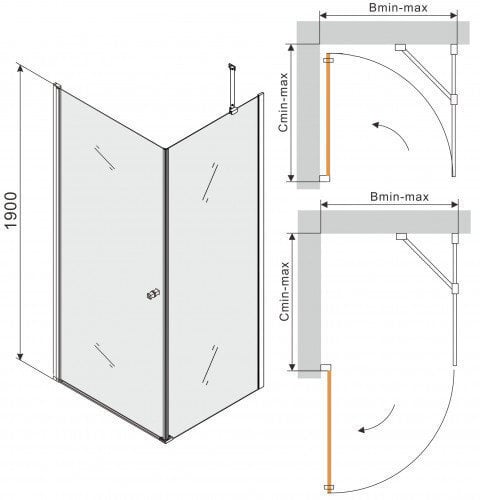 Dušas kabīne Mexen Pretoria Grey 80x70,80,90,100,110,120 cm cena un informācija | Dušas kabīnes | 220.lv