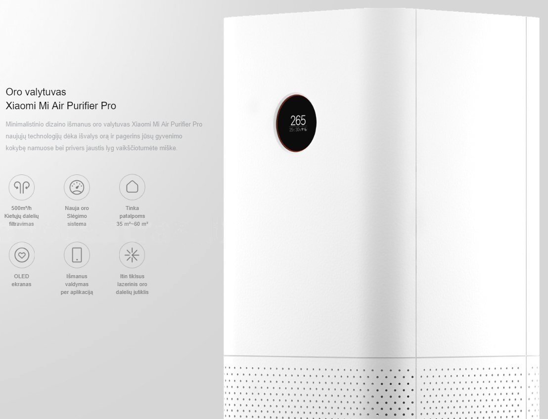 Gaisa attīrītājs Xiaomi Mi Air Purifier Pro EU BAL FJY4013GL cena un informācija | Gaisa attīrītāji | 220.lv