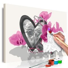 Картина по номерам Ангелы (Сердце и розовая орхидея) 60х40 см цена и информация | Живопись по номерам | 220.lv