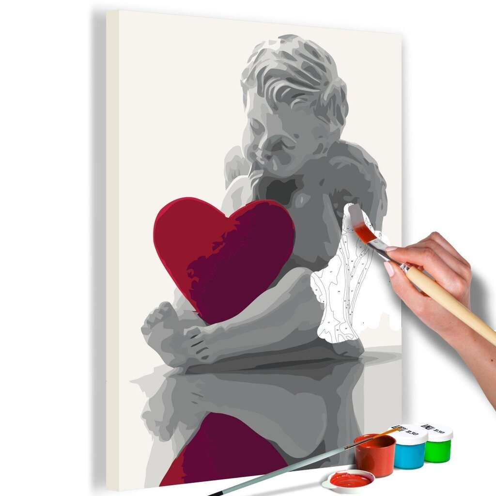 Dari pats - glezna uz audekla - Eņģeļi (Sarkana sirds) 40x60cm. cena un informācija | Gleznas pēc numuriem | 220.lv