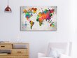 Gleznošana pēc cipariem Pasaules karte (Krāsaina uz pelēka fona) 60x40 cm cena un informācija | Gleznas pēc numuriem | 220.lv