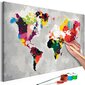 Gleznošana pēc cipariem Pasaules karte (Spilgtas krāsas) 60x40 cm cena un informācija | Gleznas pēc numuriem | 220.lv