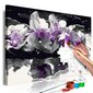 Dari pats - glezna uz audekla - Violeta orhideja (melns fons un atspīd ūdenī) 60x40 cm cena un informācija | Gleznas pēc numuriem | 220.lv