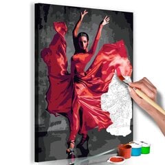 Gleznošana pēc cipariem Sarkana kleita 40x60 cm cena un informācija | Gleznas pēc numuriem | 220.lv