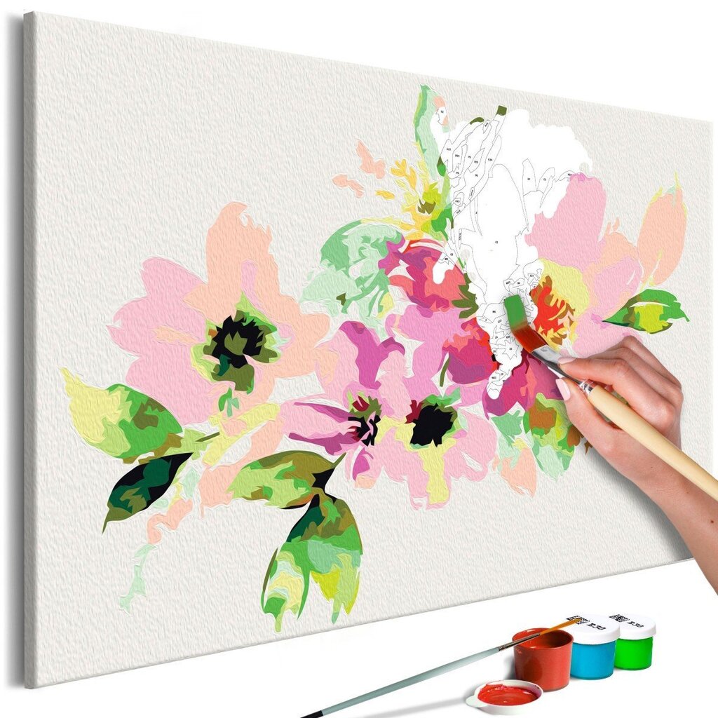 Dari pats - glezna uz audekla - Krāsaini ziedi 60x40 cm cena un informācija | Gleznas pēc numuriem | 220.lv
