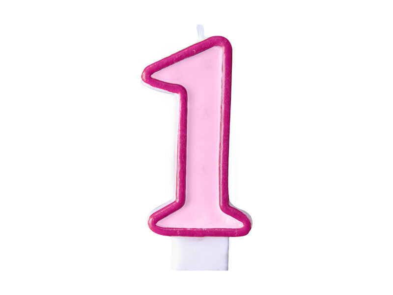 Dzimšanas dienas svece Skaitlis 1, rozā, 7 cm, 1 gab. cena un informācija | Svētku dekorācijas | 220.lv