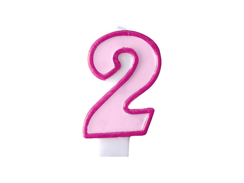 Dzimšanas dienas sveces Skaitlis 2, rozā, 7 cm, 24 gab. cena un informācija | Svētku dekorācijas | 220.lv