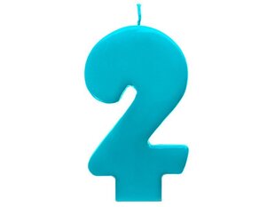 Dzimšanas dienas svece Skaitlis 2, tumši zila, 6,5 cm, 1 gab. cena un informācija | Svētku dekorācijas | 220.lv