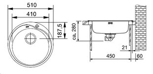 Раковина FRANKE RON610-41 51 см, шелковый матовый цена и информация | Раковины на кухню | 220.lv