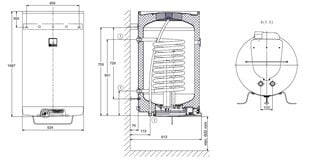 Vertikālais kombinētais ūdens sildītājs OKC 125 l. cena un informācija | Ūdens sildītāji | 220.lv