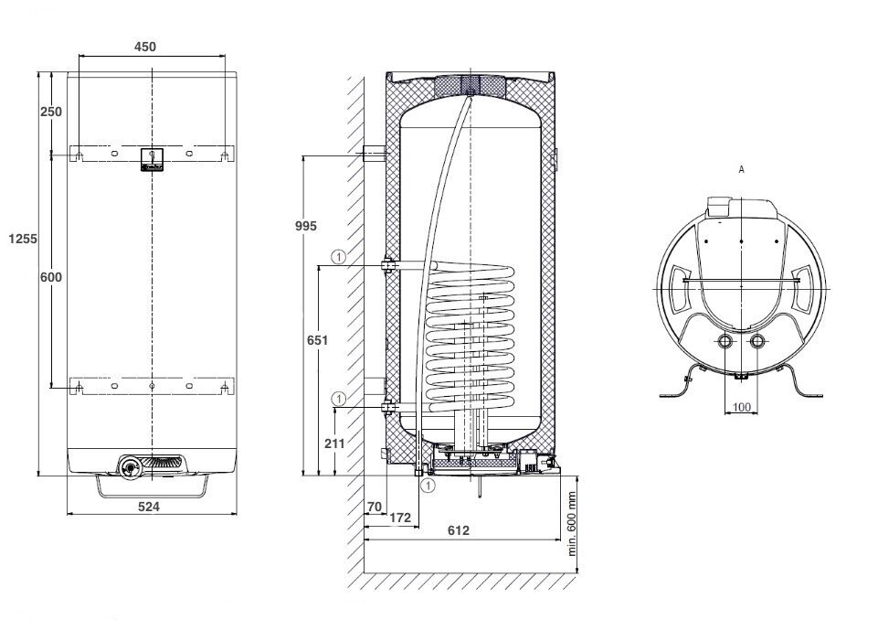 Vertikālais kombinētais ūdens sildītājs OKC 160 l cena un informācija | Ūdens sildītāji | 220.lv
