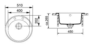 Akmens masas izlietne FRANKE RONDA ROG 610-41, bez ventiļa цена и информация | Раковины на кухню | 220.lv