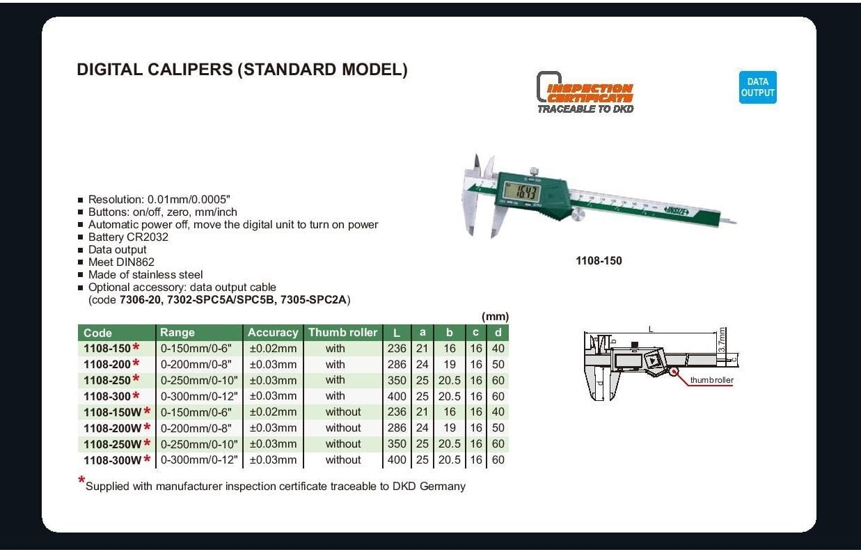 Digitāls bīdmērs Insize (150 mm) ar fiksēšanas skrūvi цена и информация | Rokas instrumenti | 220.lv