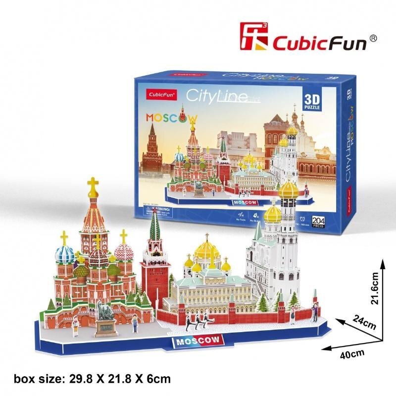 3D puzle CubicFun City Line Moskwa, 204 detaļas цена и информация | Puzles, 3D puzles | 220.lv