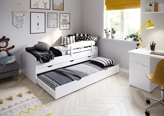 Saliekamā gulta Szynaka Meble Nicole 01, 90x200 cm, balta цена и информация | Bērnu gultas | 220.lv