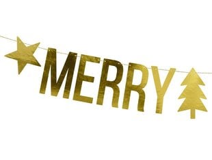 Virtene Merry Christmas, zelta krāsa, 10,5x150 cm, 1 gab. cena un informācija | Svētku dekorācijas | 220.lv