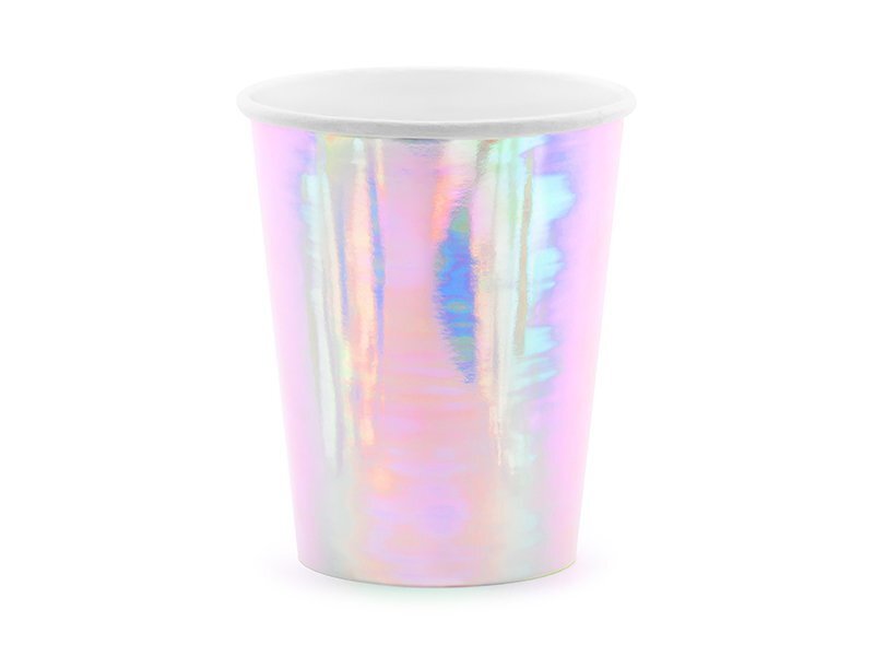 Vienreizlietojamas papīra krūzes Holographic, 220 ml, 1 iepakojums/6 gab. cena un informācija | Vienreizējie trauki | 220.lv