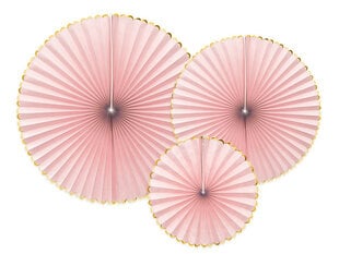 Papīra piekarāmie dekori - vēdekļi Yummy, rozā, 1 kast./50 iepak. (1 iepak./3 gab.) cena un informācija | Svētku dekorācijas | 220.lv