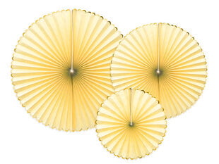 Бумажные подвесные украшения-веера Yummy, желтые, 1 упак/3 шт цена и информация | Праздничные декорации | 220.lv